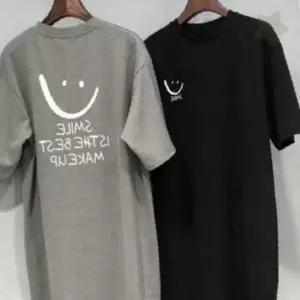 임산부 스마일 프린트 반팔 롱 원피스 여름 홈웨어 편안한 면 실내복 임부 데일리