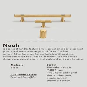 Nurlin 황동 다이아몬드 컷 크로스 널 패턴 캐비닛 손잡이 당겨 T 바 길어진 38cm 15 인치 휴대품 보관소