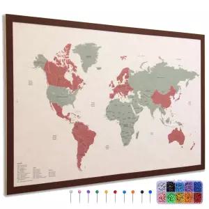 핀이 달린 Vyvox 여행 세계 지도 31.5인치 x 20인치 펠트 보드 가정용 에스테틱 푸시 벽 아트 오피스 및 RV