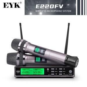 EYK E200FV 전문 무선 마이크, 금속 바디, UHF 주파수 조절 가능 노래방, 휴대용 고음 베이스, 무대 에코