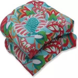 베개 퍼펙트 브라이트 플로럴 실내/외 터프트 위커 시트 쿠션 2 카운트 9인치 x 그린/핑크 소피아