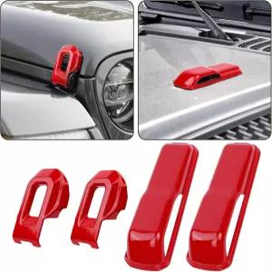 후드 래치 장식 및 힌지 커버 2018-2025년형 지프 랭글러 JL 글래디에이터 JT 외장 액세서리 스티커 4PCS