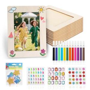 COIHAF DIY 나무 액자 키트 4X6인치 장식용 도구와 스티커 색칠 10개의 컬러