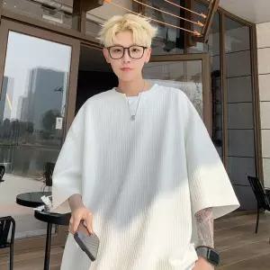 화이트 이너 여름 브이넥 남성반팔티 루즈핏 아이템 아이스 얇은 빅사이즈 트렌디 5부 HT2