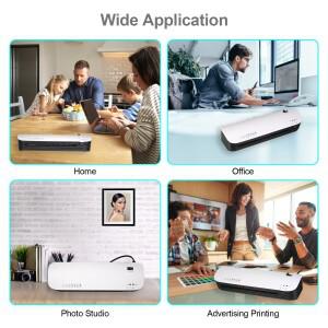 SL299 라미네이터 기계 세트 A4 크기 핫 및 콜드 2 롤러 시스템, 파우치 종이 커터 코너 라운드