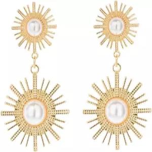 75mm 길이의 골드 라인스톤 당글 귀걸이 - 14K 도금 크리스탈 태슬 여성용