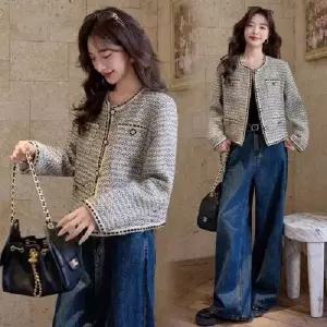 마킷4 여성 가을 프렌치 트위드 코트 하프코트 쇼트 상의 JEN3