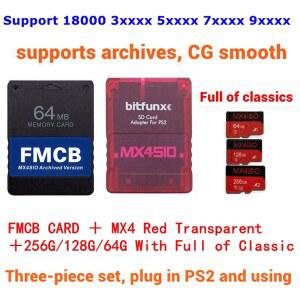 PS2 MX4SIO ISO SD 슬림 FMCB 조합 SIO2SD FAT 64G 콘솔용 패키지 128G 선택 카드 PS2 256G 어댑터