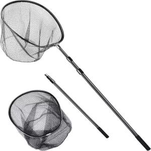 Uxwuy 대형 어망 소금물 고무 카약 텔레스코핑 핸들이 있는 랜딩 네트 긴 민물 9020인치 확장