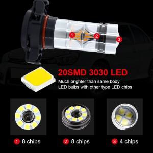 2PCS CANBUS H16 5202 PS19W LED 전구 AUDI A3 8P 2008-2013 주간 주행 등 DRL 오류 없음 6000K 흰색