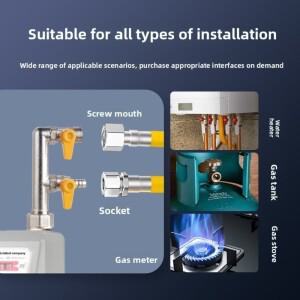 방폭형 천연가스 파이프 아머드 0.5/1/1.5/2/2.5m 스토브 가스 라인 플렉시블 스틸 분리형 건조기 호스 키
