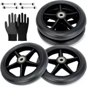 워커를 위한 4팩 6인치 솔리드 프론트 캐스터 휠 헤비 듀티 오피스 휠체어 앞바퀴 PU 교체 부드럽고 조용한