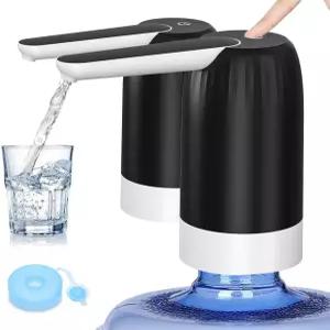 마이비전 2팩 전기 휴대용 5갤런 물 디스펜서 범용 마이크로 USB 충전 물병 펌프 실리콘 캡이 있는 3-5갤런