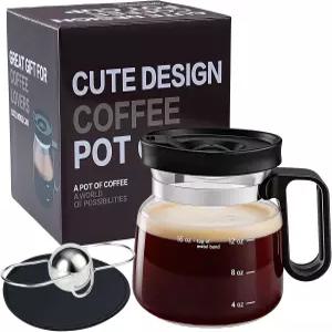 손잡이와 방수 뚜껑이 있는 레이크 티안 커피 포트 머그잔 16온스 유리 미니 컵 스테인리스 스틸