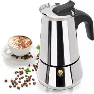 모그레차 2컵 100ml 모카 포트 스테인리스 스틸 에스프레소 커피 메이커 스토브탑 이탈리안 클래식 스타일