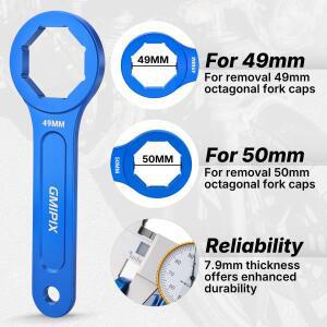 GMIPIX 듀얼 챔버 포크 캡 렌치 49mm 50mm 탑 설치 제거 도구 YZ250F 2005-2025용