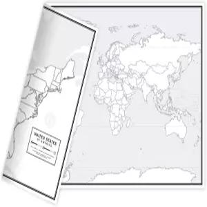 교육용 빈 지도 개요 양면 세계 및 미국 17인치 x 11인치 50팩 교실 또는 가정 학습을 위한 훌륭한