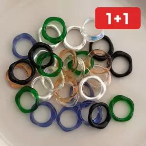 반지 링 아크릴 진주 오로라 물결 여성 손가락 세트