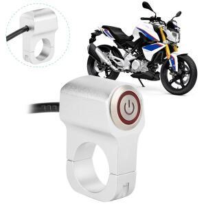 핸들바 헤드라이트 스위치 알루미늄 합금빨간색 LED 표시등 포함 바이크 오토바이 수정 부품 25mm