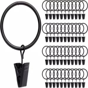 파이브밥 40팩 링 커튼 클립 녹슬지 않는 금속 창문 빈티지 헤비 듀티 아일렛 로드 행거 내경 1.25인치