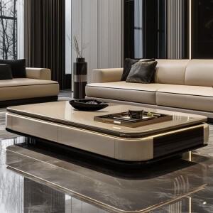 라이트 럭셔리 2025 커피 테이블 거실 석판 가정용 심플 소형 아파트 고급 모던 유리 티
