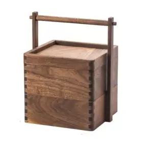 나무 원목 도시락통 일본식 런치 2단 찬합 소형 벤또 바구니 박스