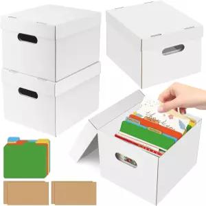 인사말 카드 정리함 4팩 보관함 800장 이상의 20개의 칸막이와 104개의 접착 라벨이 있는 상자 사진 공예품