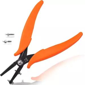 레온툴 금속 홀 펀치 플라이어 6인치 소형 원형 보석 제작용 교체 핀 2개로 수공예 작업용 PVC 손잡이가