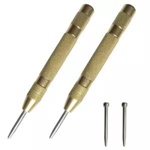 2Pcs 자동 센터 펀치 5인치 스프링에 팁 2개 추가 장착 헤비 듀티 스틸 금속 드릴링 및 비상 유리 파손용