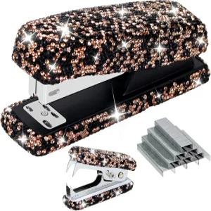 멀티베이 라인스톤 3피스 스테이플러 세트 스테이플 리무버와 1000개의 표준 포함된 블링 데스크톱 25장