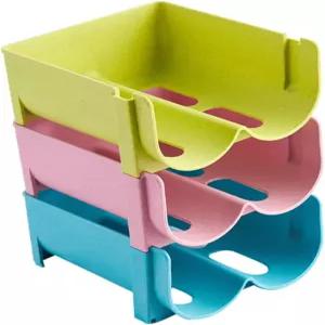 맥주 캔과 와인 병을 위한 주방 및 냉장고 식품 등급 음료 정리함을 BESTOYARD 3Pcs 적재 가능 보관함 그린