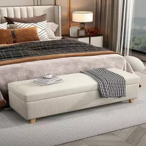 수납형 베드벤치 쇼파 화이트 길이 북유럽 스툴 60x40x4cm 보조 수납 벤치 엔