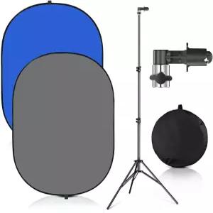 휴대용 크로마키 블루/그레이 배경 스탠드 포함 59 39인치 팝업 접이식 블루 스크린 2 in 1 사진 및 비디오