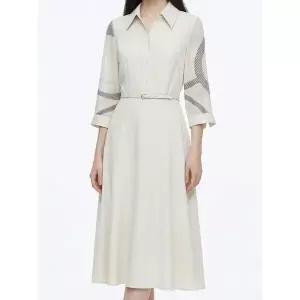 [하프클럽/]KARRA 배색플레어포멀원피스 벨트SET_A6S0360