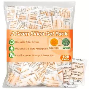 수크 100PCS 실리카겔 패킷 수분 조절용 봉지당 2g 전자 제품용 건조제 팩 보석 신발 상자 드라이 흡수