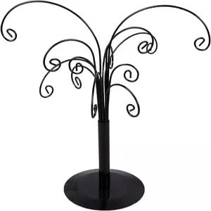 피를라 장식 트리 디스플레이 스탠드 회전 10.6인치 블랙 메탈 테이블탑 장식품 유리구슬 공 보석 및 작은