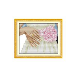 스탬프가 있는 십자수 키트 패턴 11/16/14CT 인쇄된 카운트드 원단 DMC 실 바느질 장식 웨딩 링