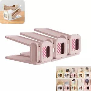 옷장용 IYZXZYI 3레벨 조절 가능한 신발 정리함 집과 침실용 미끄럼 방지 신발장 3팩 핑크