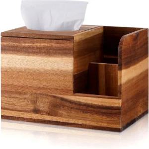 아카시아 티슈 박스 커버 다용도 나무 홀더 수납 트레이 책상 찻상 나이트스탠드 욕실 침실용 장식 및