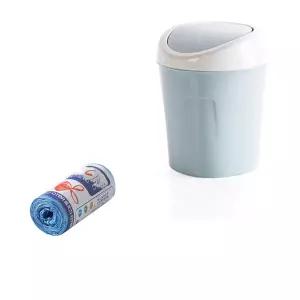 시보 플라스틱 미니 데스크탑 쓰레기통 작은 회전 뚜껑이 있는 테이블 사무실 주방 침실 욕실파란색