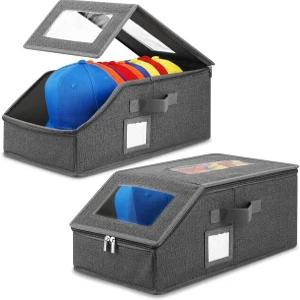 야구 모자용 Xixter 스태커블 정리함 투명 시야 창이 특징인 2개의 PCS 옷장용 최대 30개의 보관할 수