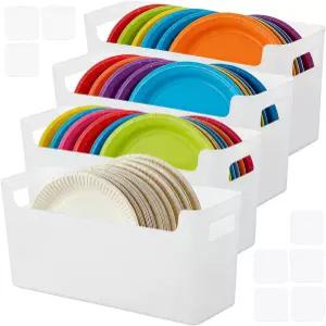 조이베이 종이 접시 정리함 69인치 플라스틱 위한 4개의 디스펜서 절약 캐비닛 조리대 RV 야외 파티 테이블