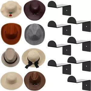 벽 카우보이 모자 선반용 비버 8개 4인치 후크 야구 서양식 방 장식용 강력 접착 캡 홀더 정리함블랙