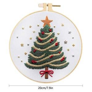 1Pc 자수 키트 나무 후프 바느질 적합한 초보자 패턴 꽃무늬 실 크리스마스 수제 홈 장식