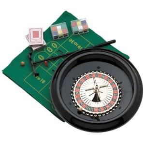 플레이 매트, 카드/칩, 레이크가 포함된 CHH 플라스틱 룰렛 세트