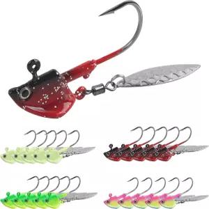 지그 헤드 낚시 훅 10개 월리 스피너 미끼 언더스핀 윌로우 블레이드 컬러풀 페인티드 글로우 크래피 배스