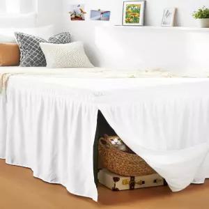 모서리가 갈라진 리멜라 화이트 기숙사 침대 스커트 트윈 XL 사이즈 22인치 드롭 탄력 있는 추가 롱 랩