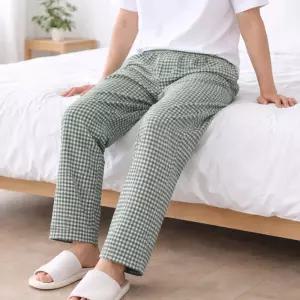 [모든GO]남성 홈웨어 바지 체크 주머니 잠옷바지 데일리 파자마 고무줄 실내복 팬츠