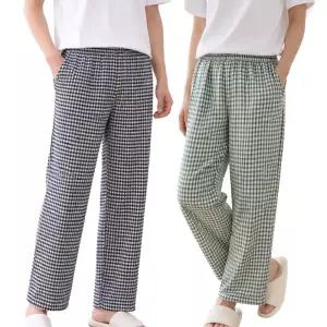 [모든GO]남성 체크 잠옷바지 여름 홈웨어 밴딩 주머니 파자마 팬츠 사계절 실내복