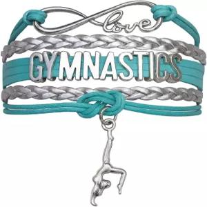 스포티벨라 체조 팔찌 청록색과 은색 조절 가능한 인피니티 러브 참 주얼리 및 액세서리 청소년 선수 팀을